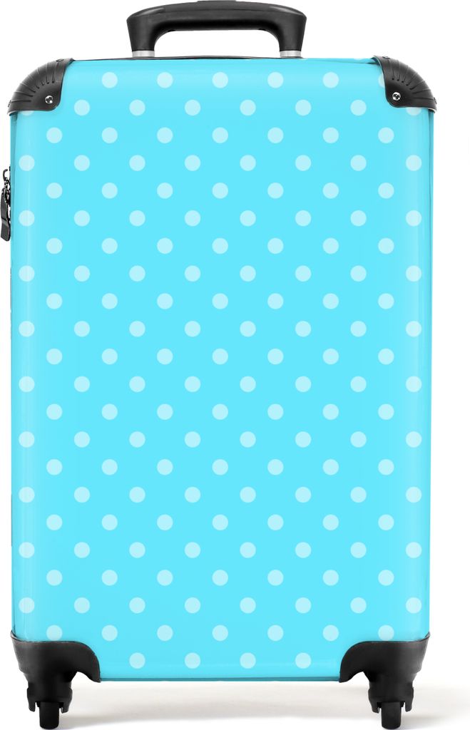 NoBoringSuitcases.com Koffer Handgepäck Trolley Rollkoffer Kleine Reisekoffer mit 4 Rollen - Blau - Punkte - Muster - Cabin Size < 55x40x23 cm &...