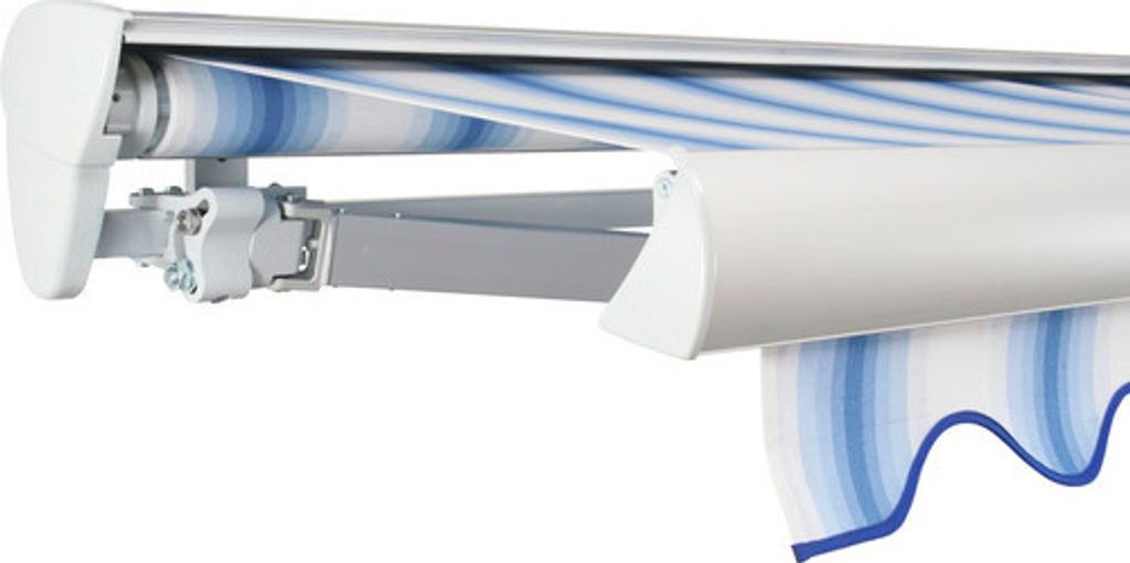 SOLUNA Halbkassettenmarkise Classic 4,5x1,5 Stoff Dessin 320234Gestell E6EV1 silber eloxiert Antrieb links inkl. Motor u