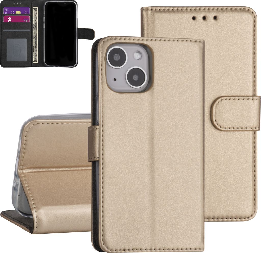 iPhone 13 Mini Book type case - Gold - Card holder - Magnetic closure