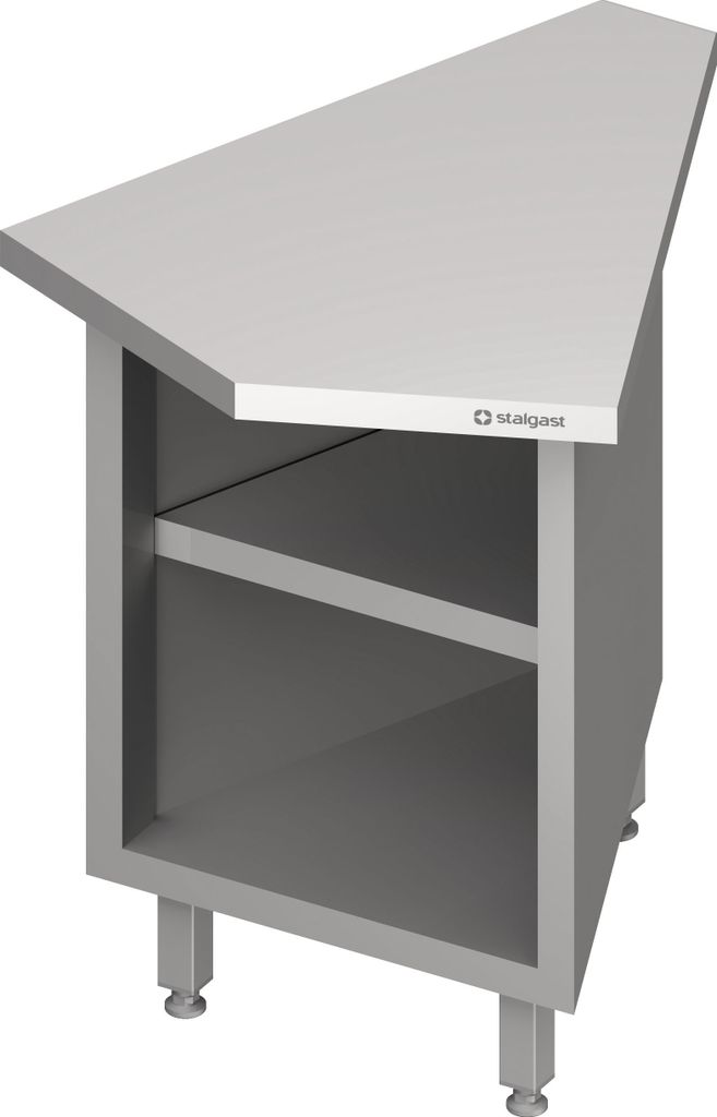 Inneneckmodul 45° "Free Flow" mit offenem Unterschrank 644x814x880 mm, Edelstahldeckplatte