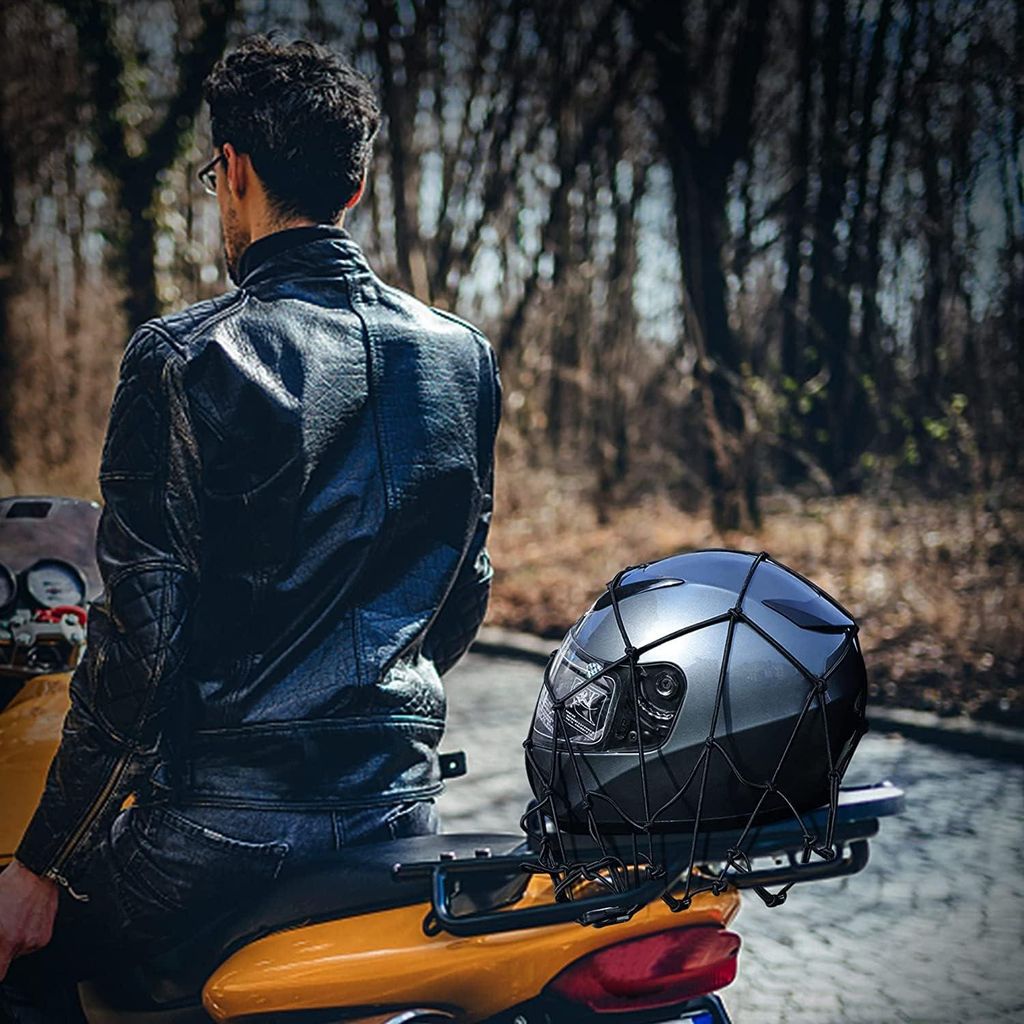 Elastische Spanngurte mit Haken - 3-in-1 für Fahrrad Motorradhelm - 68-120 cm (4 Stück + elastisch) Schnellbinder Fahrrad