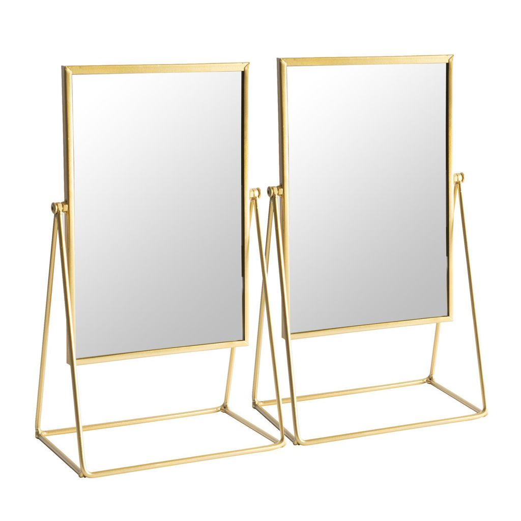 Harbour Housewares 2 Stück Frisierkommode Rasierspiegel Set - Freistehende Tisch Make-up kosmetische Spiegel - 22cm - Gold