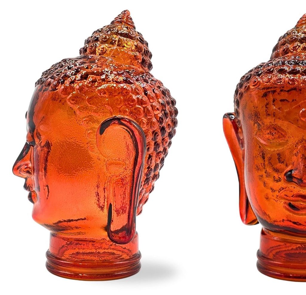 DEKOKOPF BUDDHA | Glas, Dekoration für Garten und Wohnung | Farbe: T04 hot orange