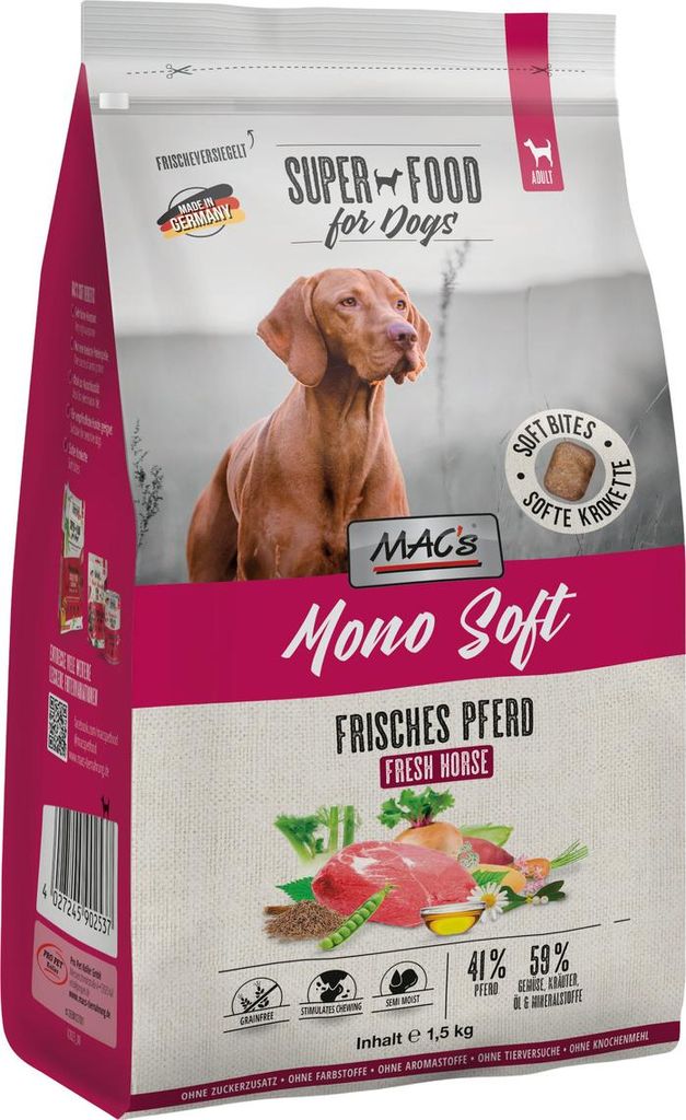 MAC's Dog Mono Soft Frisches Pferd 1.5kg, Adult, jede