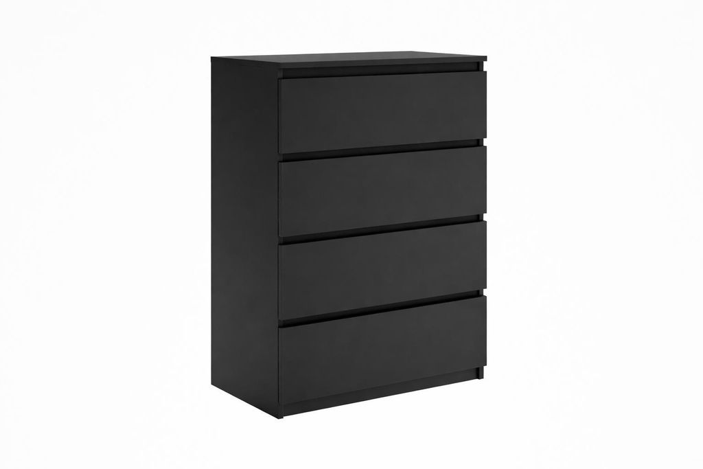 Kommode 4 Schubladen Schwarz Holz Sideboard Anrichte Produktbild 