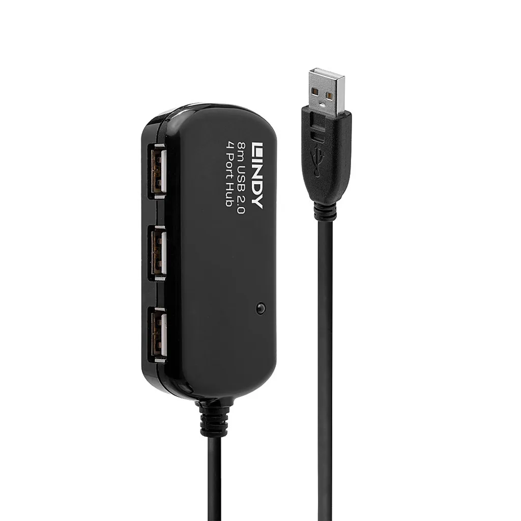 Lindy 42781 Hub di estensione attivo USB2.0 Pro 8 m, alimentazione a 4 porte/USB 2