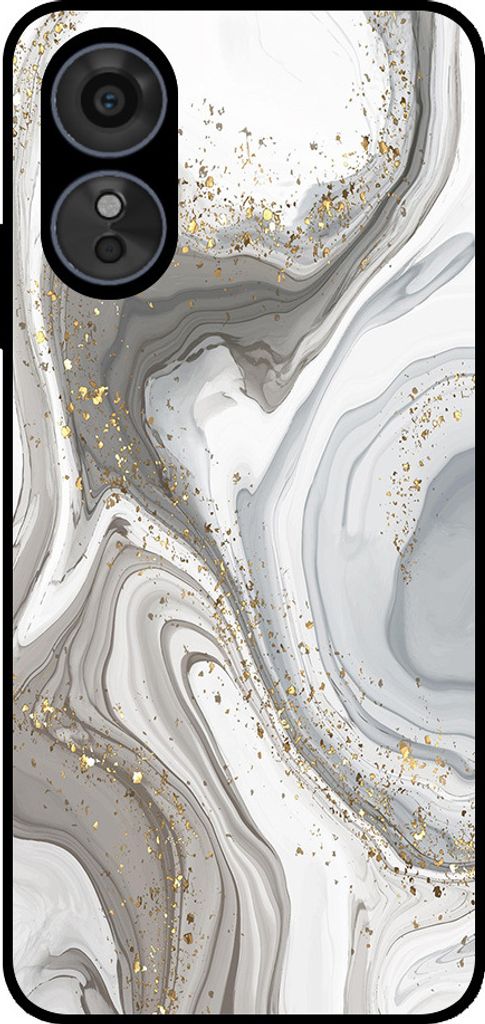Smartphonica Handytasche passend für Oppo A1 / A98 / F23 mit Marmordruck - TPU Rückabdeckung Fall Marmor Design - Silber