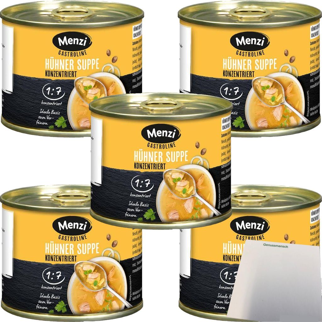 Menzi Hühner Suppe Extra Konzentriert 1:7 (5x200ml Dose) + usy Block
