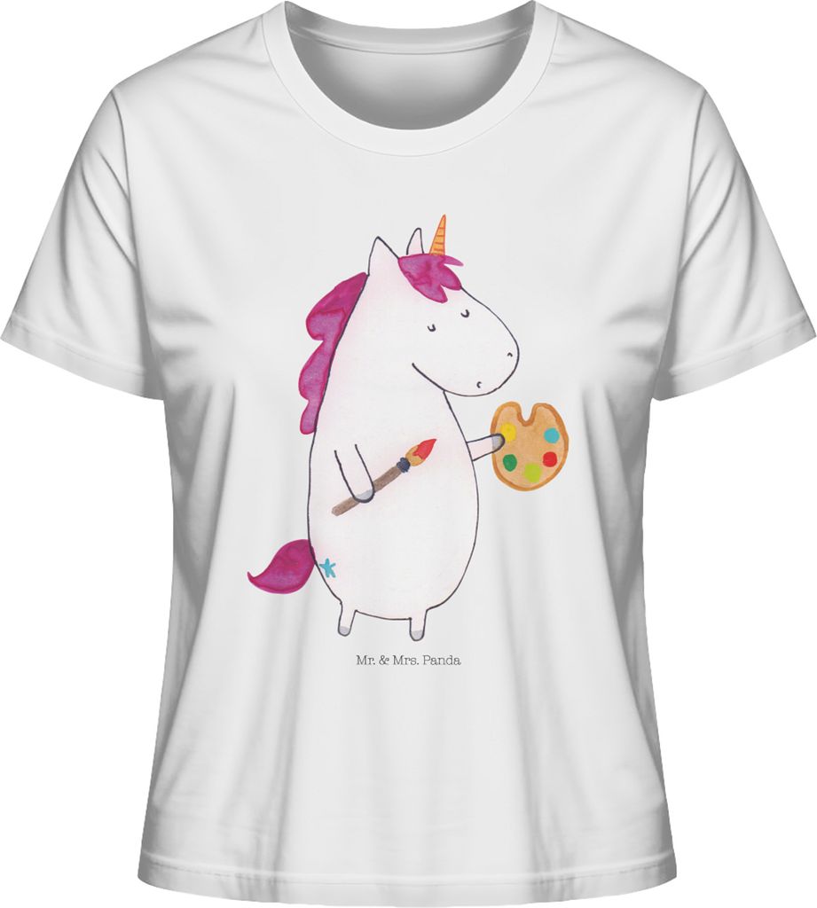 Mr. & Mrs. Panda Oberteil Damen Einhorn Künstler Größe S - Weiß - Geschenk, Malen, shirt, Zeichnen, Farbe, Kurzarmshirt, Mit Print, T-Shirt Kur...
