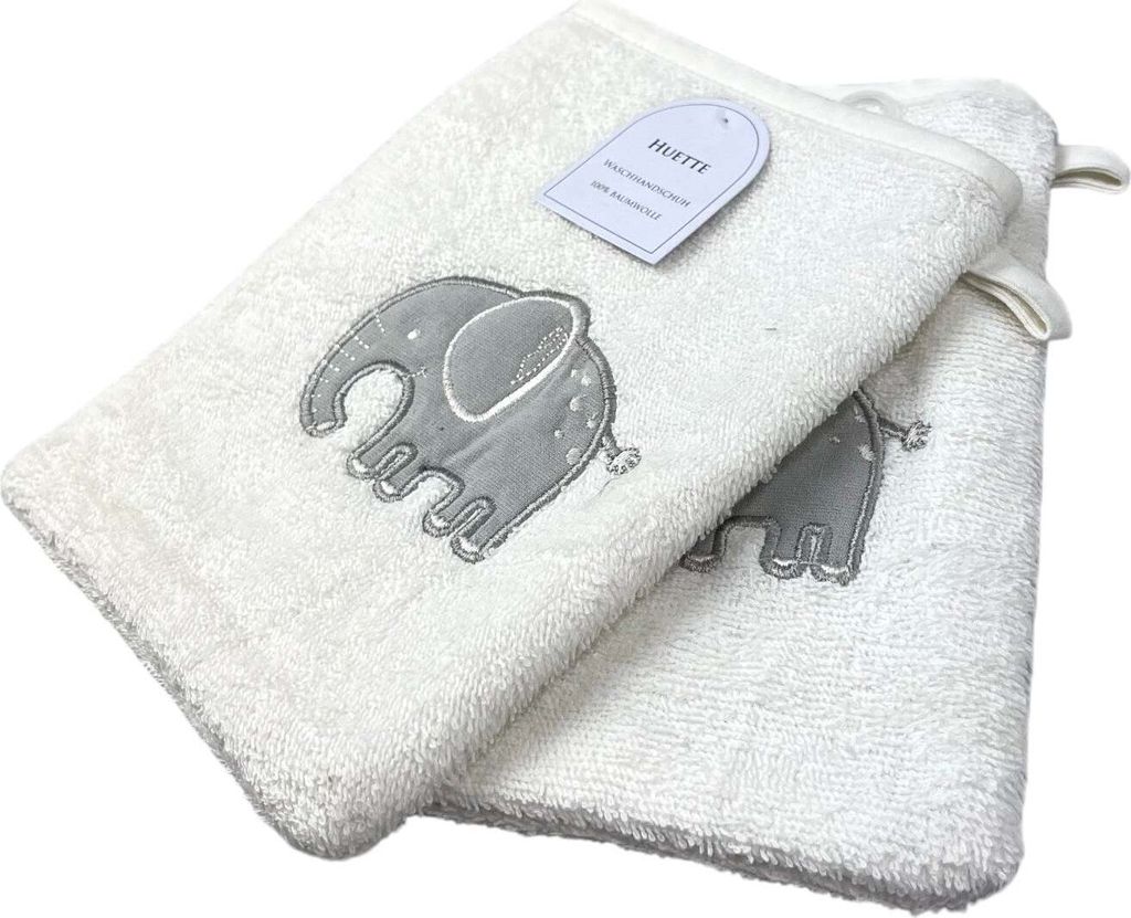 2er Pack Baby Waschhandschuhe » Set 2 Kinder Waschlappen Frottee » 21 x 15 cm reine Baumwolle » Wasch Handschuhe: Weiß Farbe: Weiß