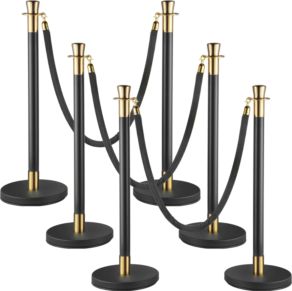 Poteaux de Délimitation en Acier Noir 90 cm Haute Stabilité Lot de 6