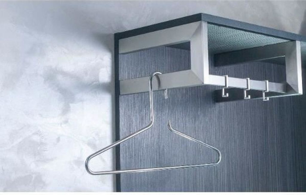 Simausrom Garderobenstange U Form links - Kleiderstange 300x150mm für die Garderobe unter der Hutablage, Edelstahl gebürstet