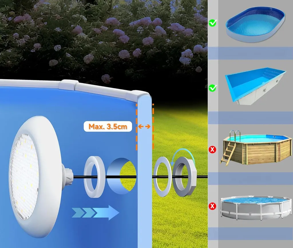 Éclairage LED pour Piscine RGB 12V 15W - Pack de 2 Spots avec Télécommande - 5