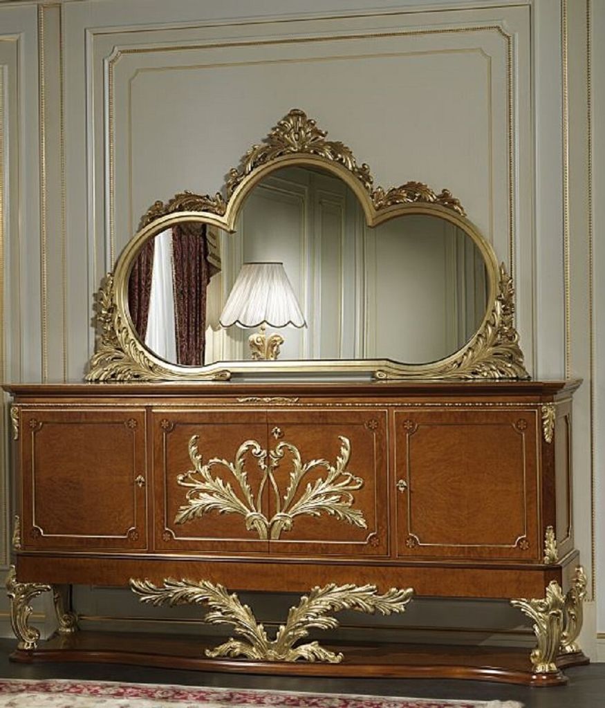 Casa Padrino Luxus Barock Möbel Set Sideboard mit Spiegel Produktbild 