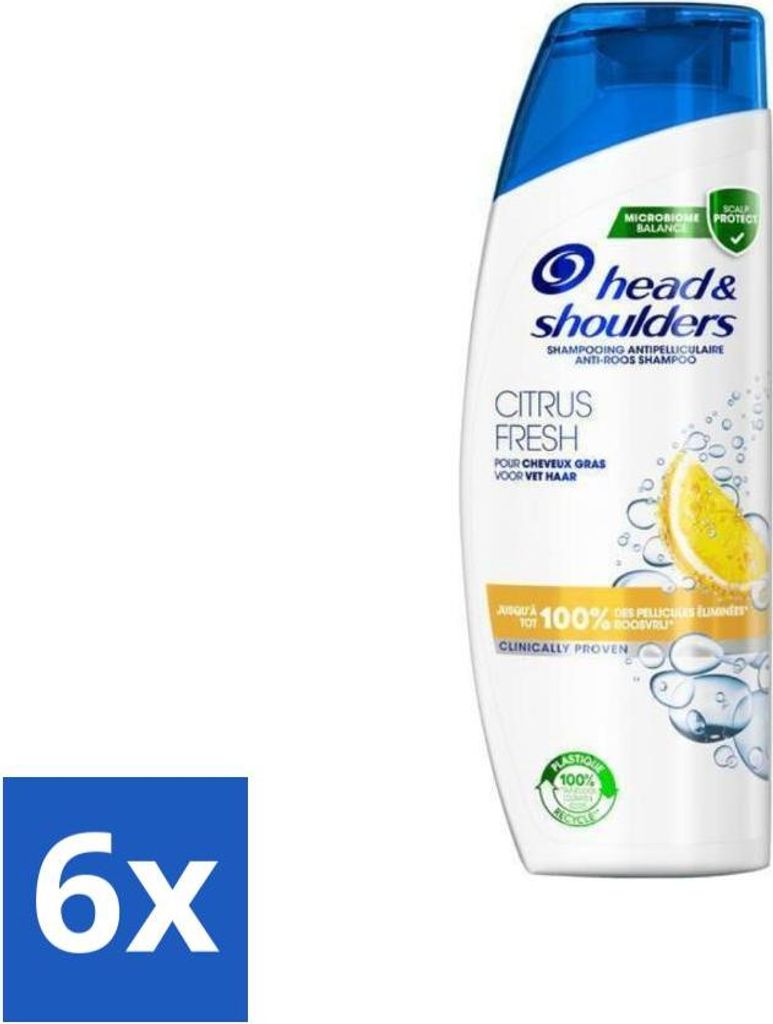 Head & Shoulders Anti-Schuppen-Shampoo – Citrus Fresh – Fettiges Haar – 285 ml - Vorteilspack - 6 Stücke