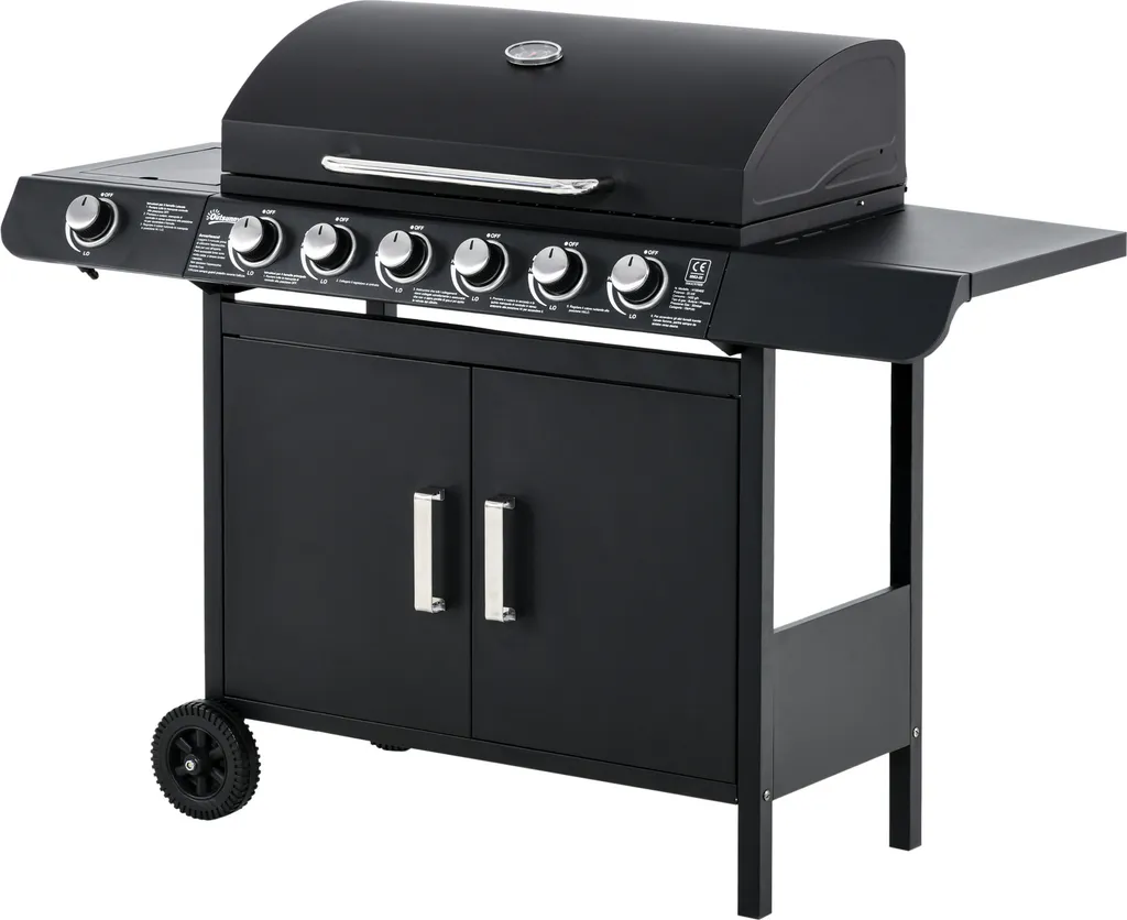 Cuisinez pour 12 Personnes - Barbecue Gaz Outsunny 7 Brûleurs Métal