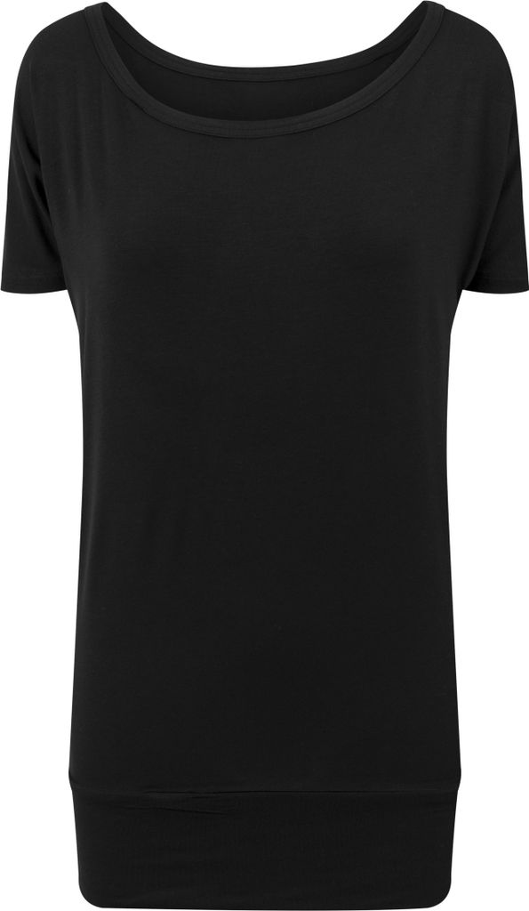 Build Your Brand BY040 | Damen Viscose Tee / Single-Jersey / Bündchen am Saum - Farbe: Black - Größe: 5XL