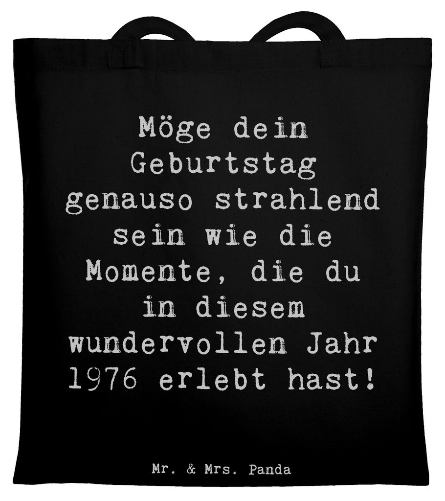 Mr. & Mrs. Panda Einkaufstasche Spruch 1976 Geburtstag - Schwarz - Geschenk, Geburtstagsgeschenk, besonderes Jahr, Happy Birthday, Tasche, Jahrgang...