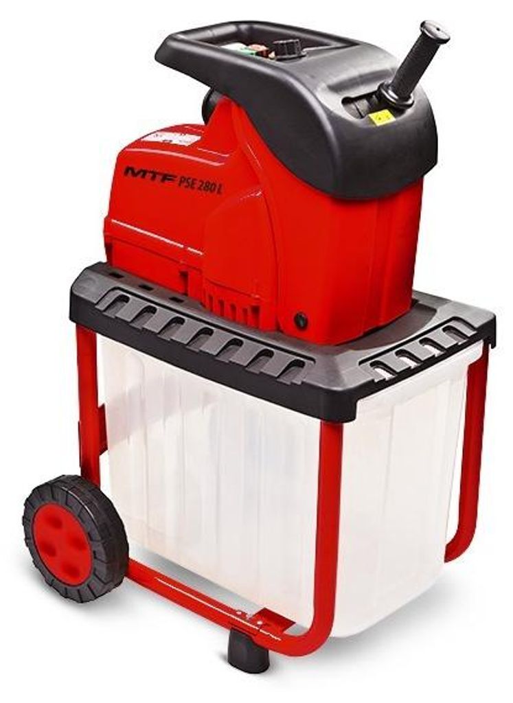 MTF PSE 280 L Elektro Gartenhäcksler Messerhäcksler Häcksler + Fahrvorrichtung - 2in1 Leisehäcksler, 2800W, Schnittstärke 45 mm, 60L Fangbox