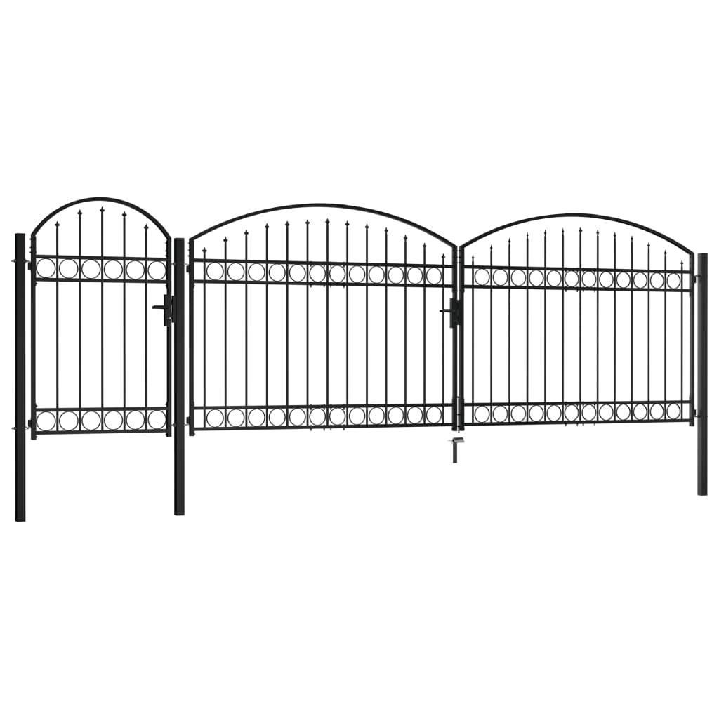 Portail de jardin avec pointe bombée Acier 1,75 x 5 m Noir Image du produit 