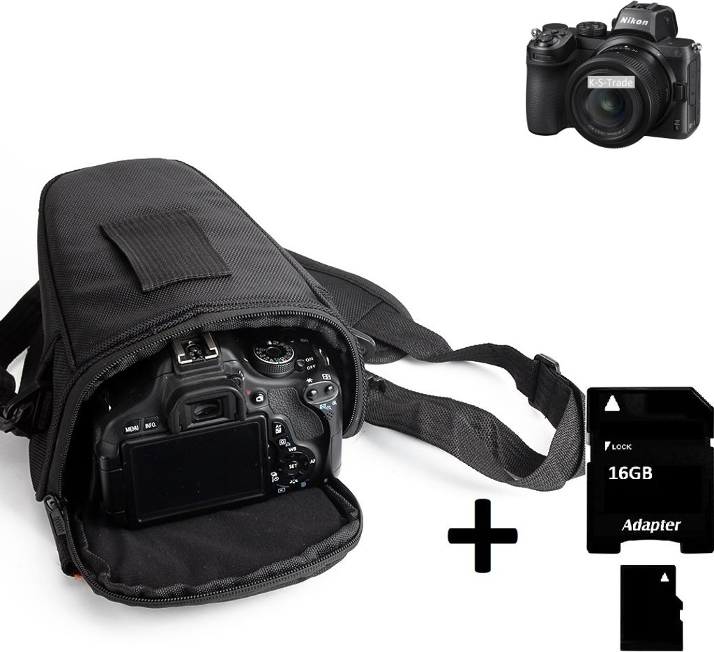 K-S-Trade Schultertasche kompatibel mit Nikon Z 5 Colt Kameratasche für Systemkameras DSLR DSLM SLR, Bridge etc., + 16GB Speicherkarte Schutzhülle