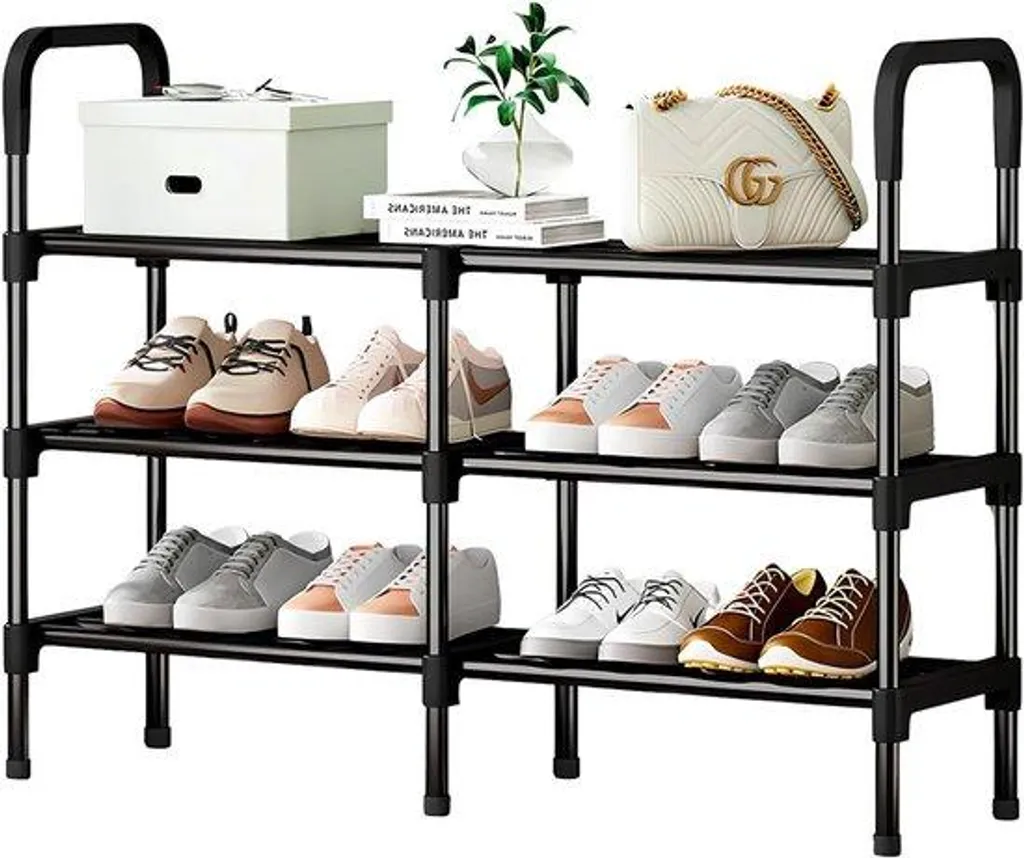 Grand range-chaussures en métal modulable pour entrée avec 32 sections