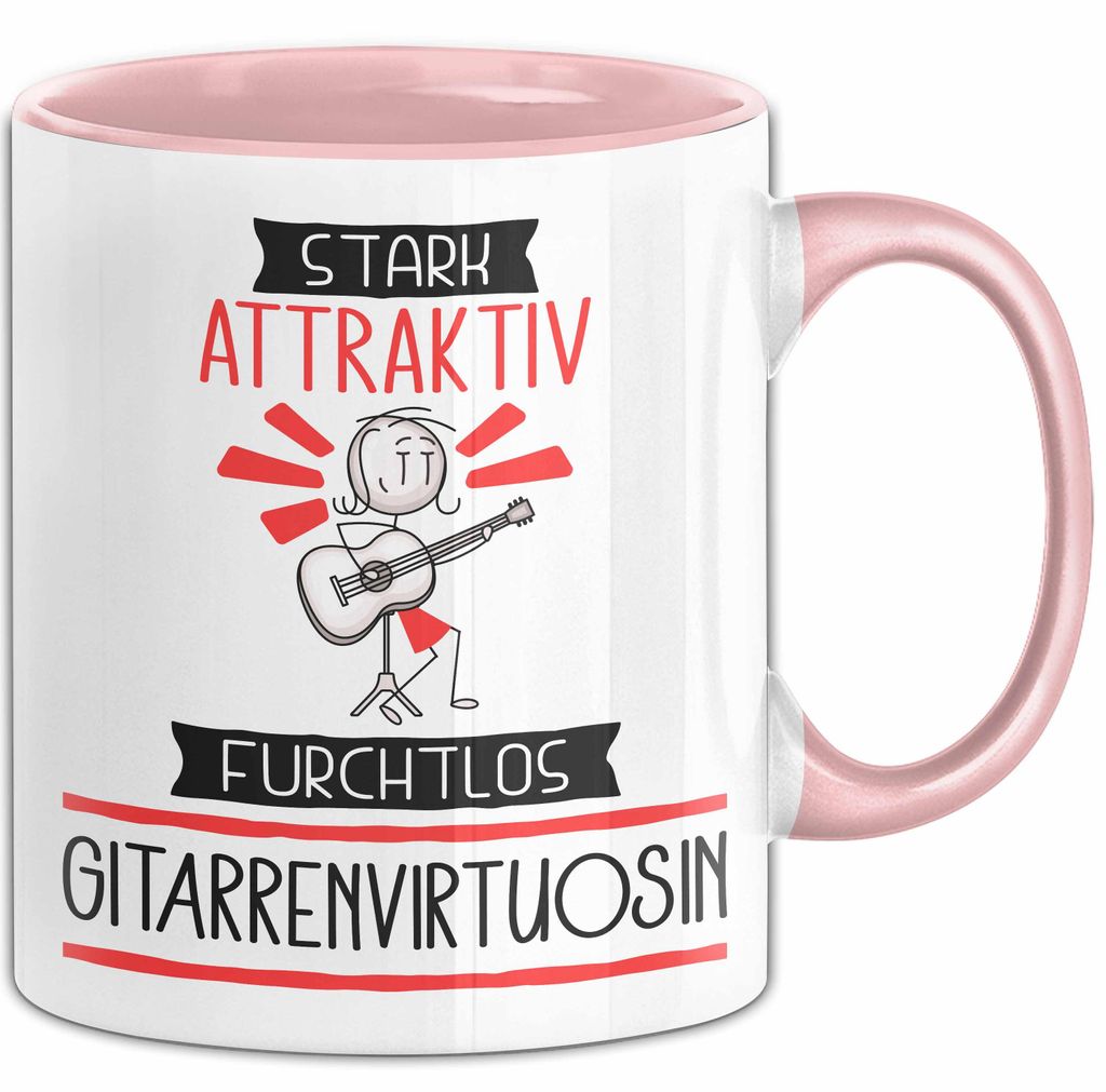 Gitarrenvirtuosin Tasse Geschenk Becher Stark Attraktiv Furchtlos Gitarrenvirtuosin Lustige Geschenkidee (Rosa)
