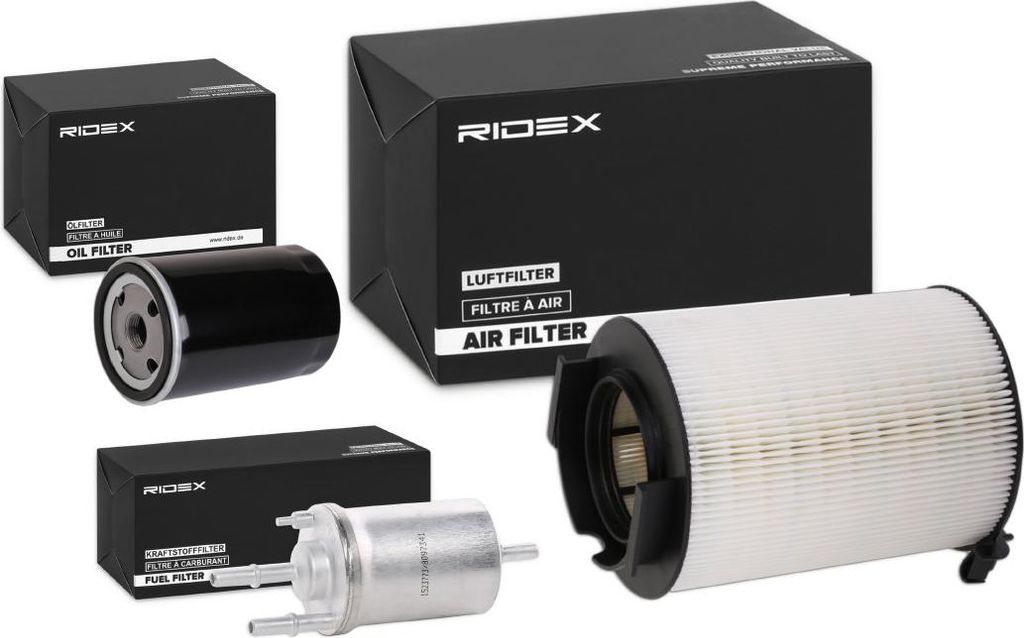RIDEX Filterset Inspektionspaket Filtersatz für VW Golf IV Schrägheck (1J1) GOLF VI (5K1) Golf V Schrägheck (1K1) TOURAN (1T1, 1T2) GOLF PLUS