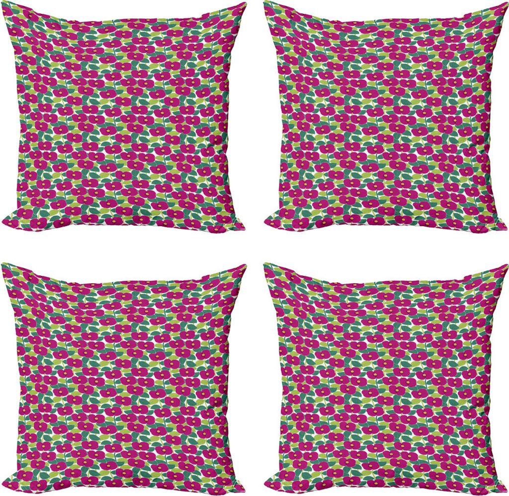 ABAKUHAUS Garten-Kunst Kissenbezug Set (4 Stück), pulsiert die Blumen, Moderner Doppelseitiger Digitaldruck, 40 cm x 40 cm, Mehrfarbig