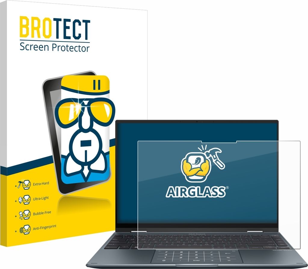 BROTECT Schutzglas für ASUS ZenBook 14 Flip OLED Schutzfolie Panzer Folie Glas Display Schutz klar