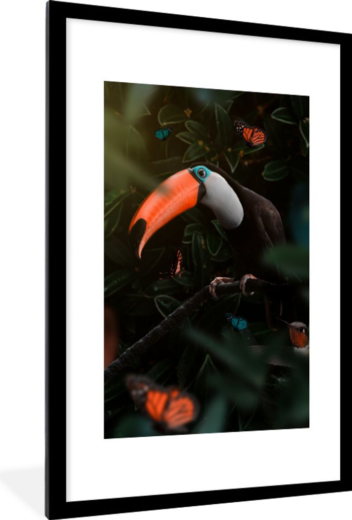 MuchoWow MuchoWow Gerahmtes Poster Tukan - Vogel - Dschungel 60x90 cm - Poster mit zchwarzem Bilderrahmen - Dekoration - Wandposter Wohnzimmer ...
