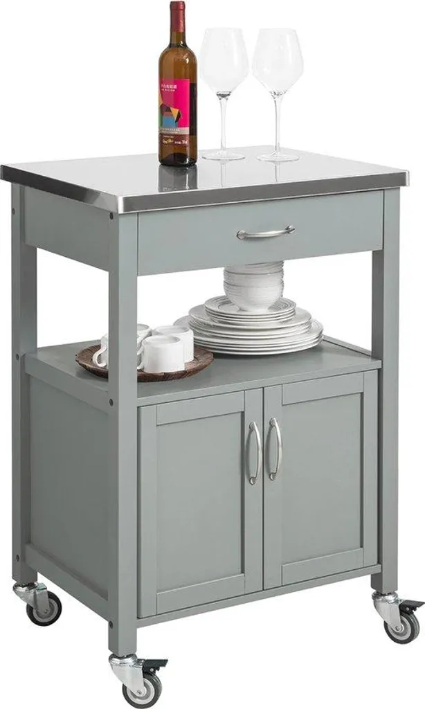 Desserte de cuisine grise en bois MDF à 3 niveaux pour petit espace