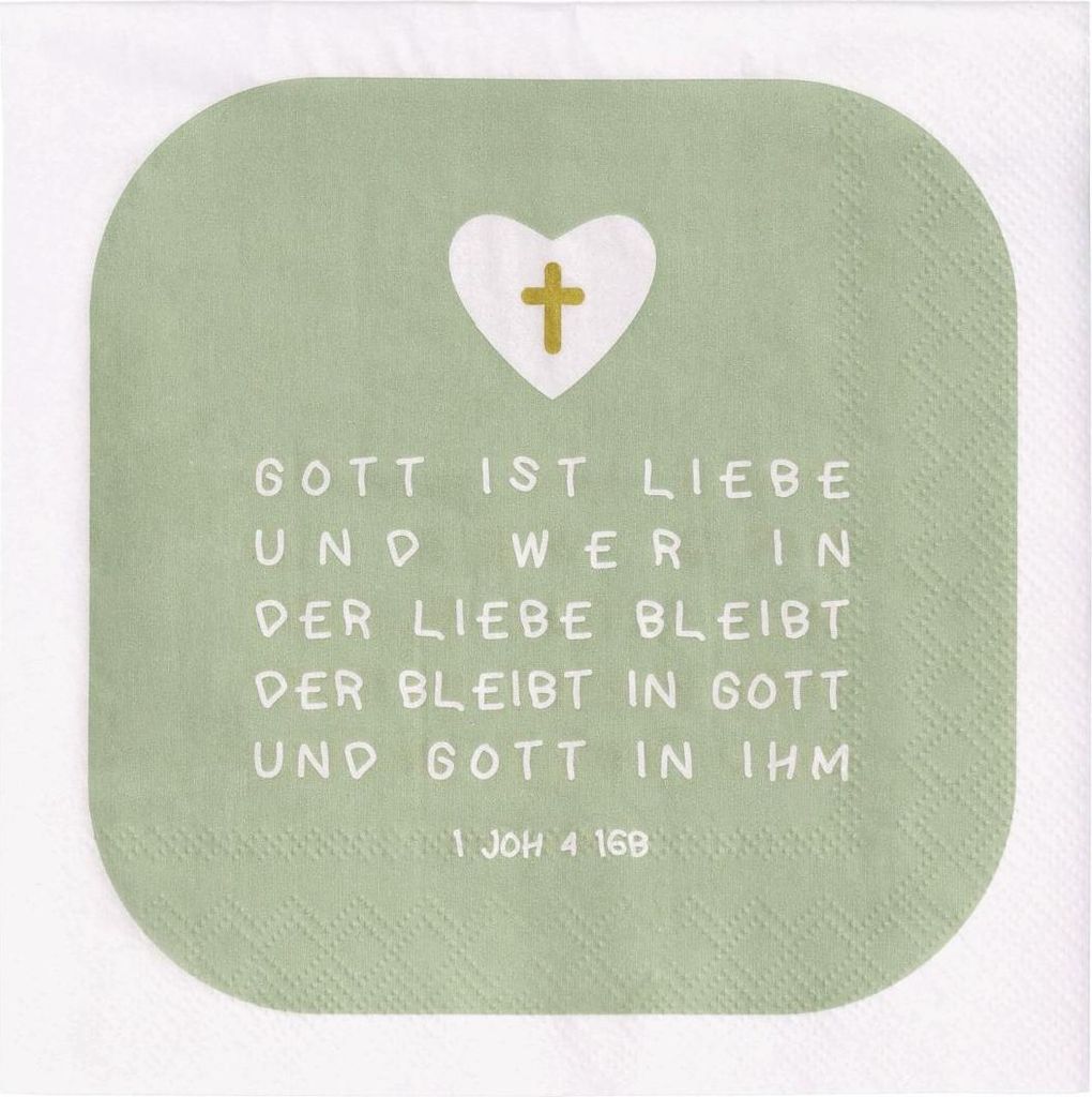 Papier Serviette Gott ist Liebe für Taufe Geburt Kommunion Konfirmation Hochzeit 20 Stück
