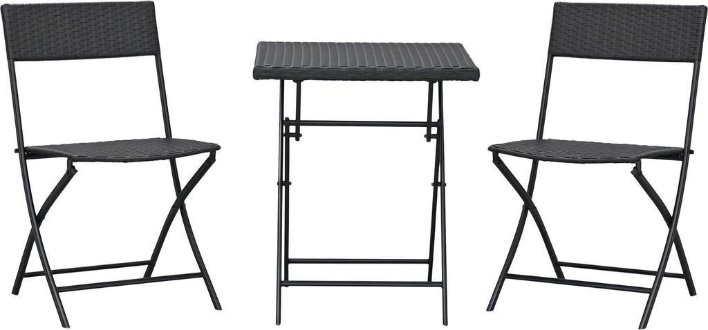 Polyrattan Bistroset für 2 Personen Sitzgruppe Rattan Gartenmöbel Set Garnitur Braun