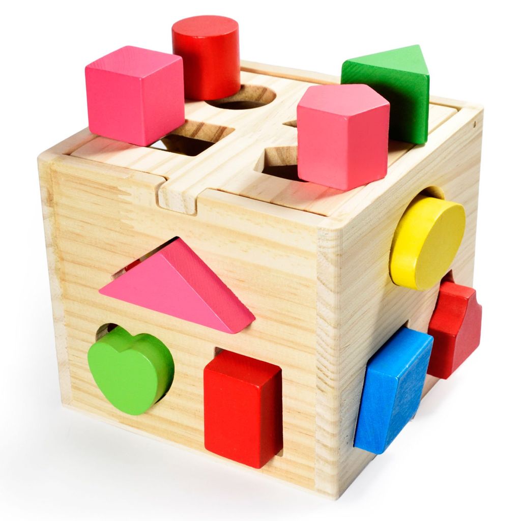 Spielzeug Steckwürfel aus Holz Steckbox Baby Puzzle Steckspiel trainiert Motorik 