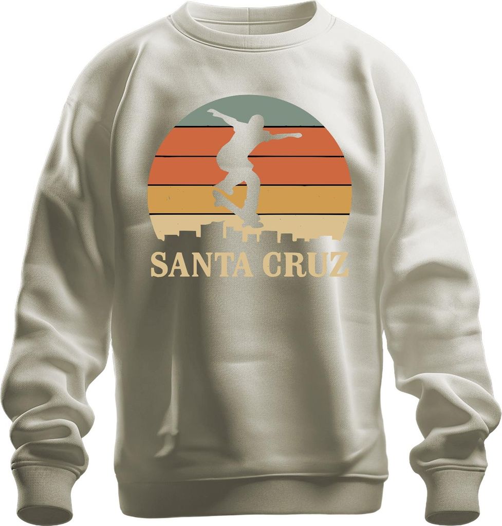 Santa Cruz Skateboard Skater Retro Sonnenuntergang Vintage Strand Uni Sweatshirt Pullover, Natur, S