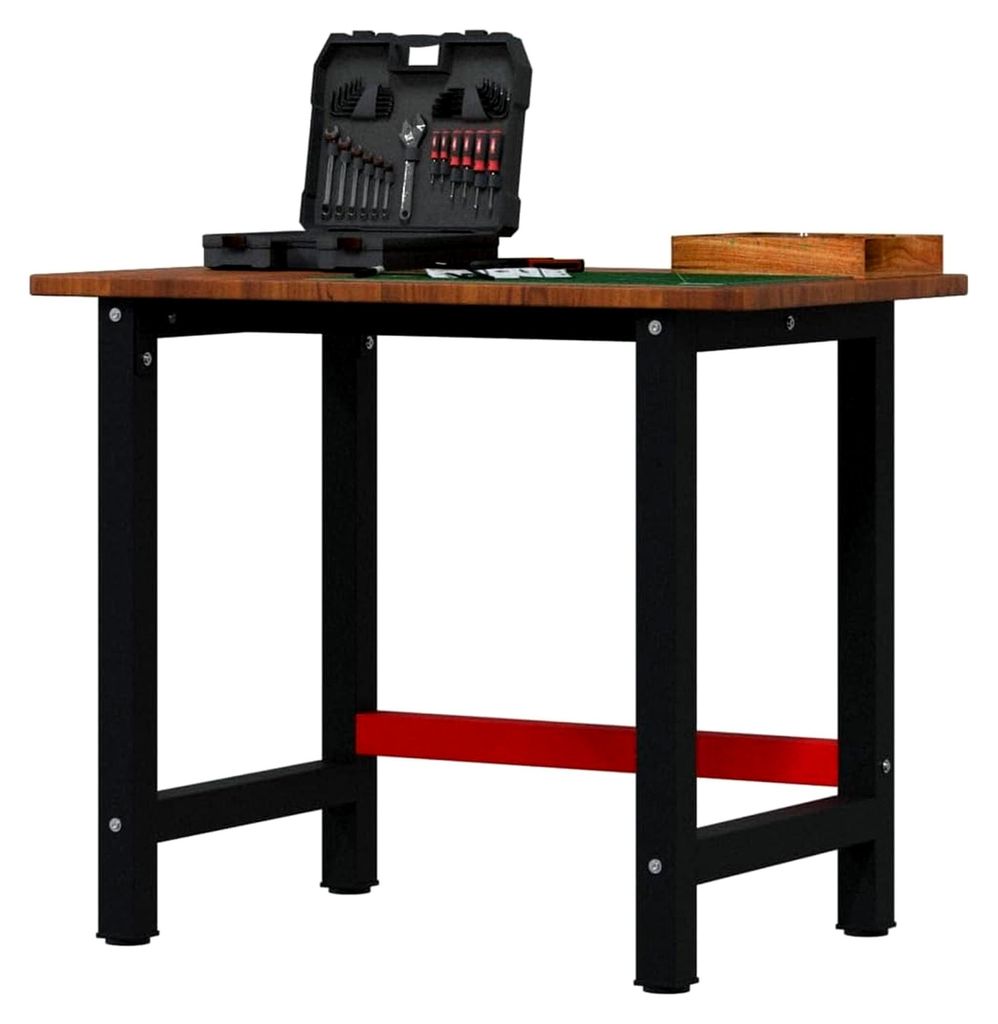 Werkbank Dunkelbraun 100x60x81,5 cm Massivholz Eiche Rechteckig für Werkstatt, Haus, Büro