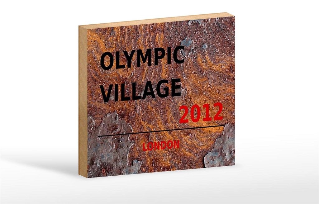 Holzschild London 18x12cm Olympic Village 2012