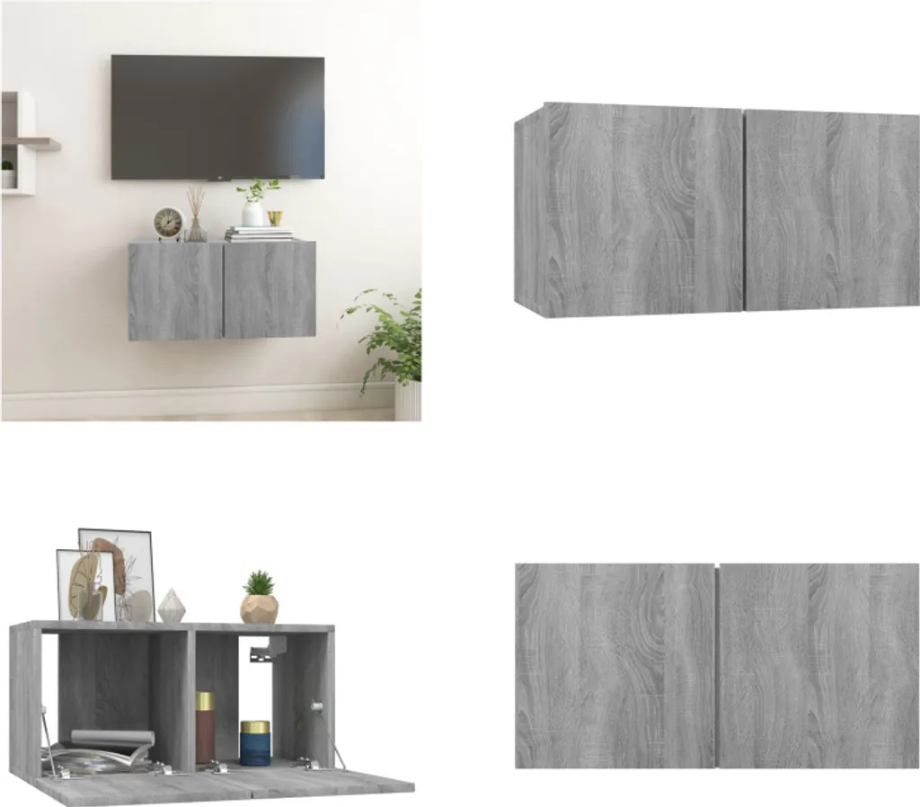Porta TV a Parete 60 cm Grigio Sonoma vidaXL | Arredo Salotto Salvaspazio