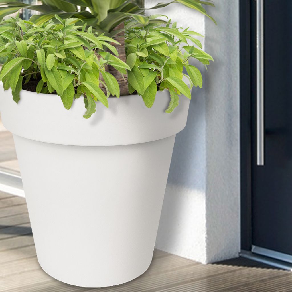 KADAX Blumentopf, Blumenkübel Mit Untersetzer, Pflanzkübel, 42 Cm, Braun
