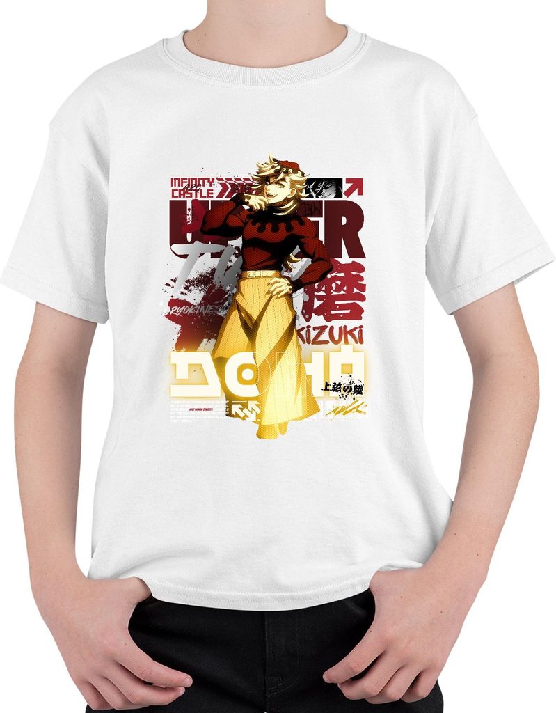 Kizuki Anime Charakter Clown Gelbe Hose Japan Y2K Streetwear Grunge Geschenk Uni Kinder T-Shirt, Weiß, 116