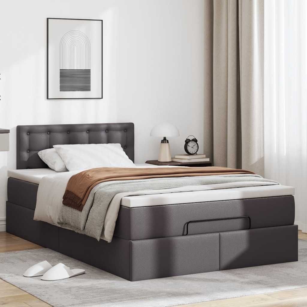 Maison Exclusive - Ottoman-Bett mit Matratze Grau 120x200 cm Kunstleder