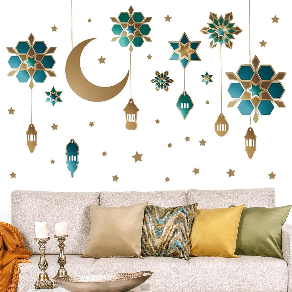 Ramadan-Aufkleber Eid Mubarak Wandkunst Dekoration Wandaufkleber DIY Wandsticker Islamische Dekorationen