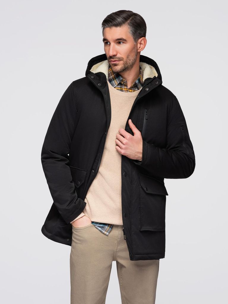 Ombre Clothing Parka für Männer Vorns schwarz L