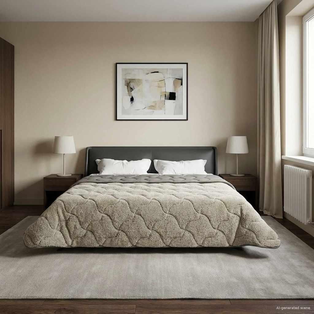 Sommerdecke Hellgrau 200 x 200 cm Mikrofaser und Teddy-Fleece - Bettdecken DE1035