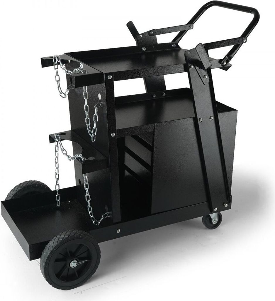 Schweißwagen 2 Ablageflächen mit 4 Schubladen - Schweißmobil Max. 100-120kg Wagen für Schweßgeräte - 2 Gasflaschenhalterung - Ideal für Hand...