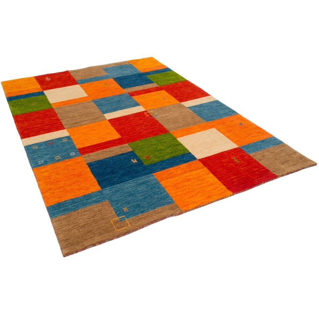 Natur Wolle Teppich Gabbeh Klassisch und Modern, Größe:140x200 cm, Farbe:Bunt Türkis