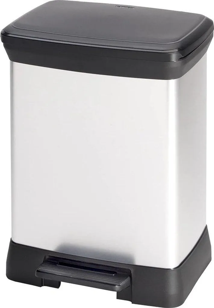Poubelle de tri sélectif double compartiment 2 bacs gris métallisé