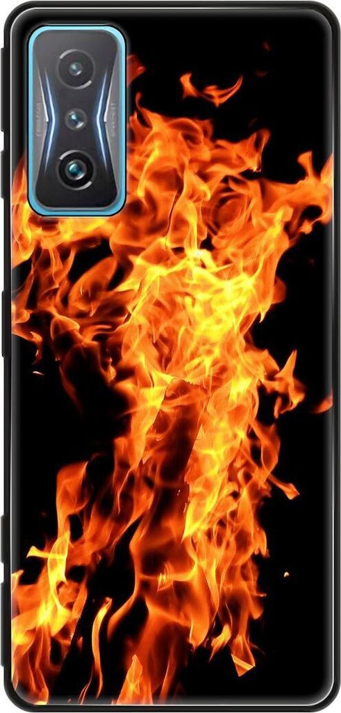 König Design Hülle kompatibel mit Xiaomi Redmi K50 Gaming Kunststoff Soft Handyhülle - Handy Case Feuer