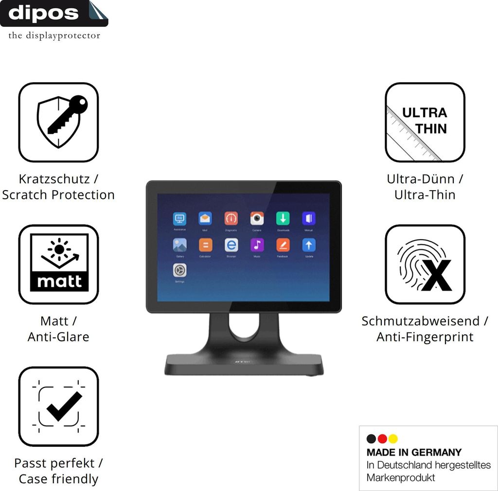 2x Schutzfolie für IMIN D2 10.1 Zoll matt Displayschutzfolie Folie Display Schutz dipos